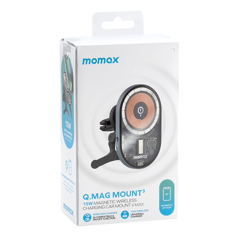 Momax Q.Mag Mount 3 15W 磁吸無線充電車載支架 CM20