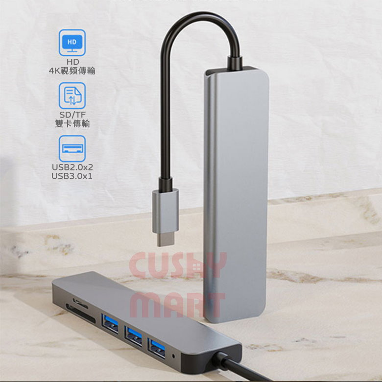 METIS - 便攜式 USB-C 6合1多功能擴展器(Type-C to HDMI/TF /SD /USB 2.0 /USB 3.0)