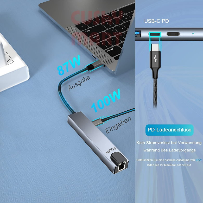 METIS - 便攜式 USB-C 8合1多功能擴展器(Type-C to HDMI/TF /SD /USB3.0 /USB-C /PD /LAN)