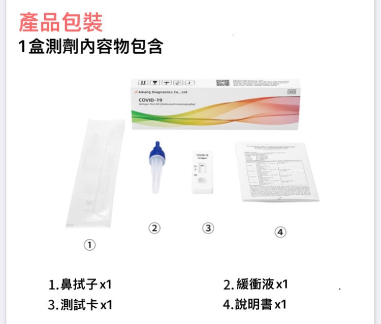 [現貨] Aikang COVID-19新型冠狀病毒抗原檢快速測試劑