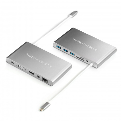 Hyper HyperDrive Ultimate USB-C Hub for MacBook, PC, USB-C Devices 11-in-1 [GN30-SILVER]