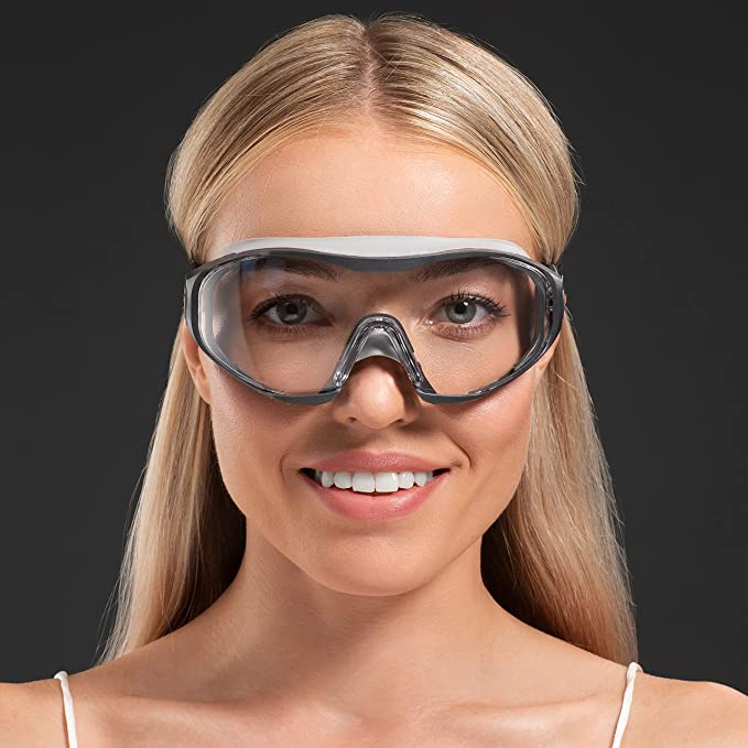NoCry | NoCry 混合安全眼鏡 / 護目鏡 (防霧 / 防刮塗層 / 可更換可調臂和鬆緊帶 / ANSI Z87.1 認證)