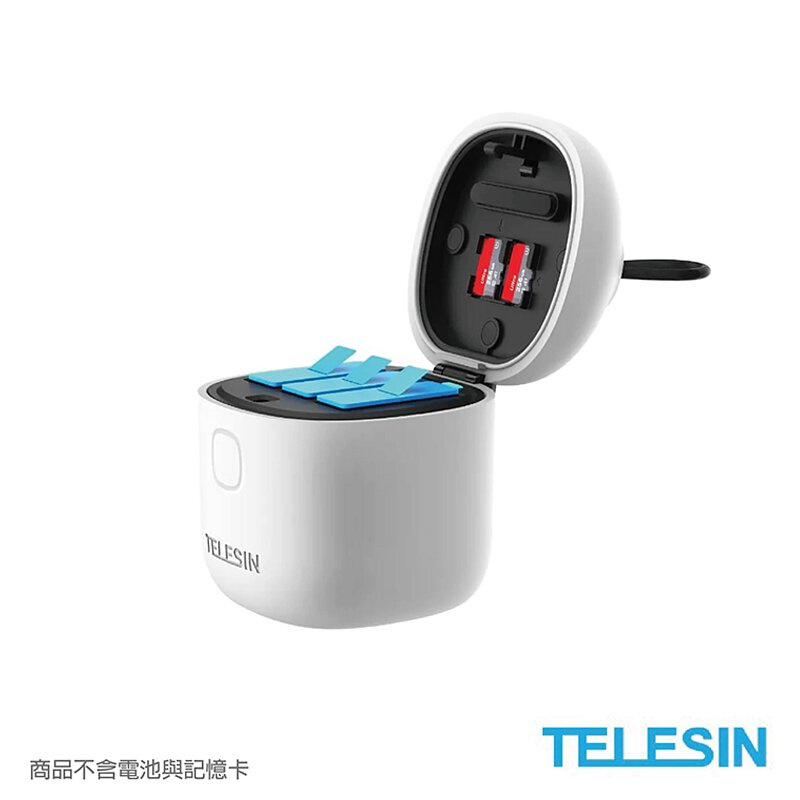 Telesin GoPro HERO9 / 10 AllinBox 便攜充電器內置 T-Flash 讀卡器 電池收納盒 (不含電池和記憶卡)
