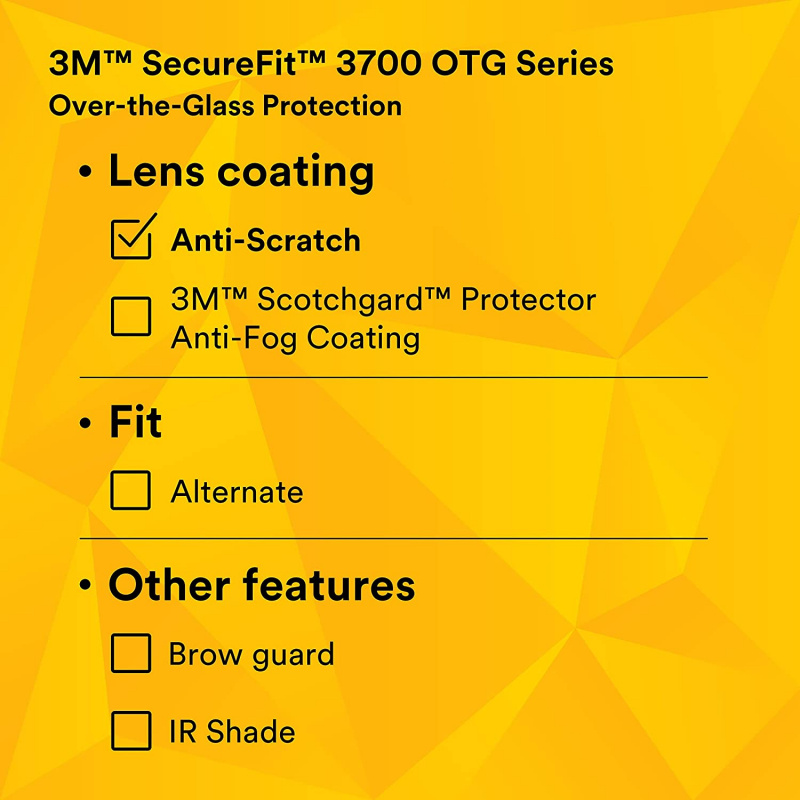 3M | SecureFit 3700 Series OTG 護目鏡 [眼鏡適用 / 防刮]