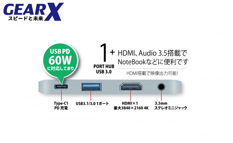GearX 4合1 Type-C/USB-C 擴充器 USBC-4001