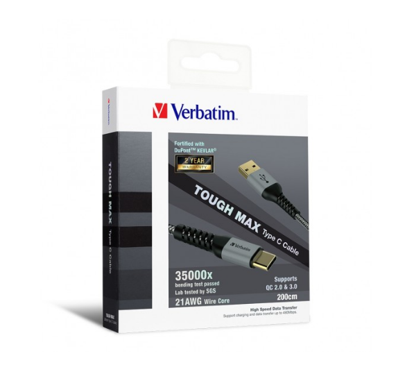 Verbatim Sync & Charge Tough Max Type C Cable (30/120/200CM)