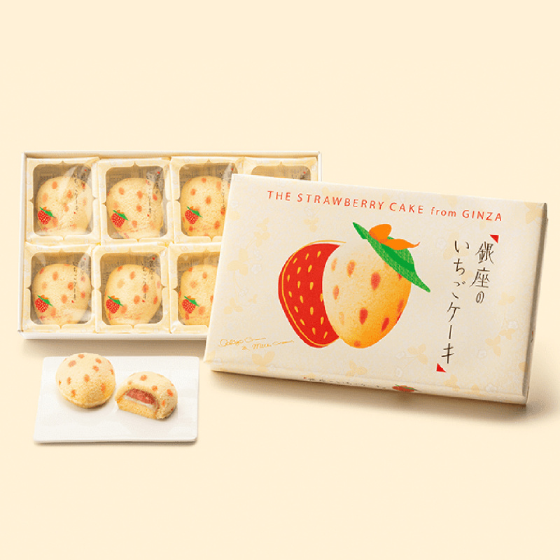 日版Tokyo Banana 銀座草莓果醬牛乳忌廉夾心 士多啤梨型海棉蛋糕 (1盒8件)【市集世界 - 日本市集】