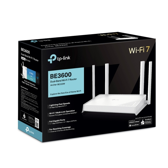TP-Link Archer BE220W BE3600 雙頻 Wi-Fi 7 路由器 (支援1G光纖寬頻) TP-Link Archer BE220W BE3600 雙頻 Wi-Fi 7 路由器 (支援1G光纖寬頻)