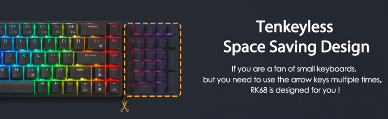RK ROYAL KLUDGE RK68 有線 65% 機械鍵盤RGB 背光 60% 68 鍵遊戲鍵盤 可熱插拔鍵盤 黑色