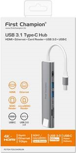First Champion USB 3.1 Type-C Hub – 7in1 Hub with Card Reader & Lan