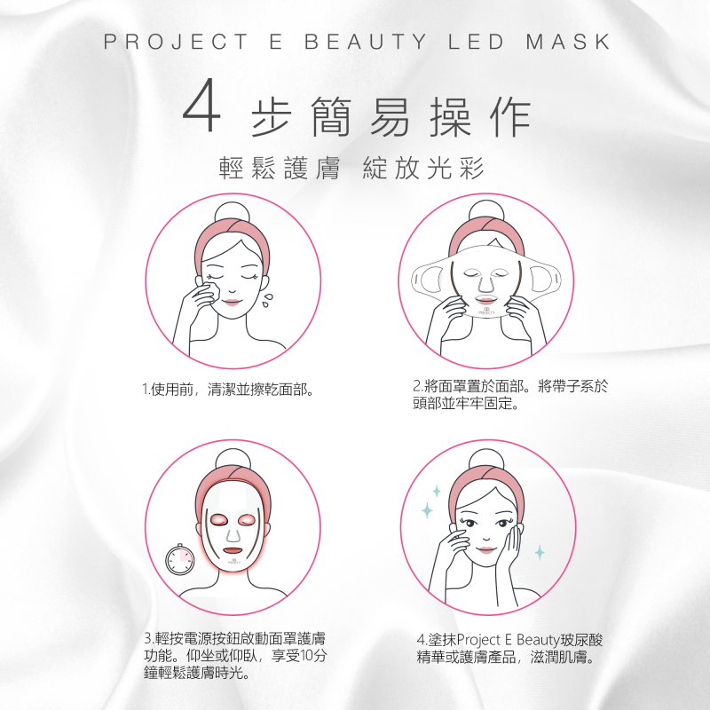 Project E Beauty LED矽膠光療面罩 | 美國FDA認證紅藍光嫩膚促進膠原蛋白減淡幼紋改善鬆弛肌膚美白抗痘消炎去印光子美容面膜