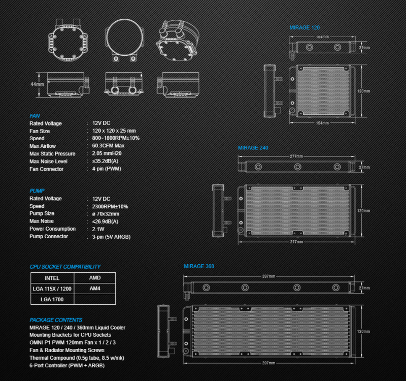 Tecware Mirage 240 ARGB 240mm Liquid CPU Cooler