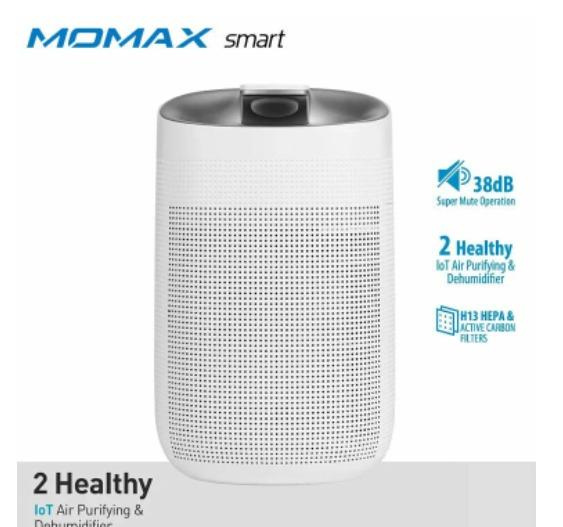 (香港行貨) (全港免運) MOMAX 2 Healthy MAX 智能 2-in-1 空氣淨化抽濕機 (AP11S)