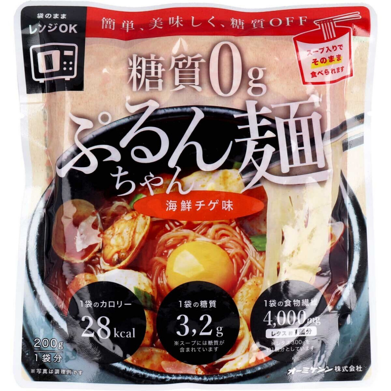 Omikenshi-糖質0g減肥低卡路里蒟蒻麵/韓風海鮮湯味(每份200g）