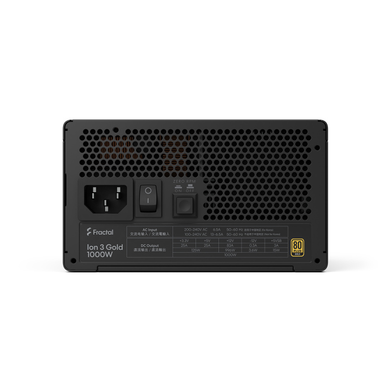 Fractal Design Ion 3 Gold 1000W ATX3.1 Fully Modular PSU ( Black : FD-P-IA3G-100 / White: FD-P-IA3G-101 ) Fractal Design Ion 3 Gold 1000W ATX3.1 Fully Modular PSU ( Black : FD-P-IA3G-100 / White: FD-P-IA3G-101 )