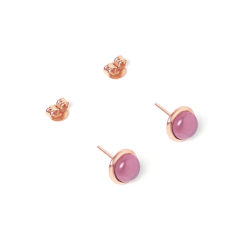 幸運石系列-玫瑰金色925銀鑲紫晶耳環