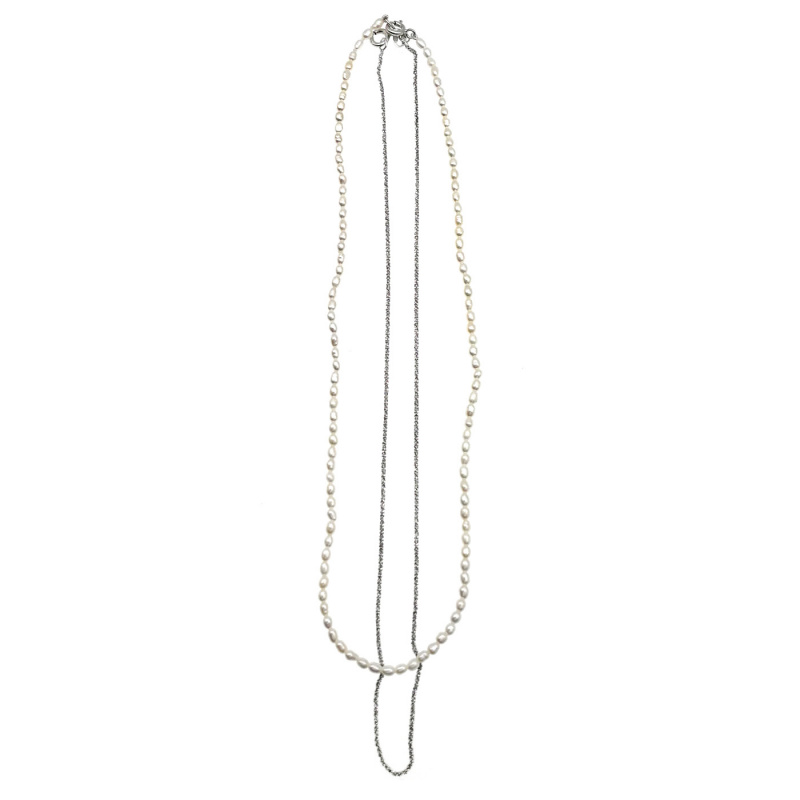 Layer-意大利玫瑰金色銀鏈配細淡水珍珠頸鏈套裝