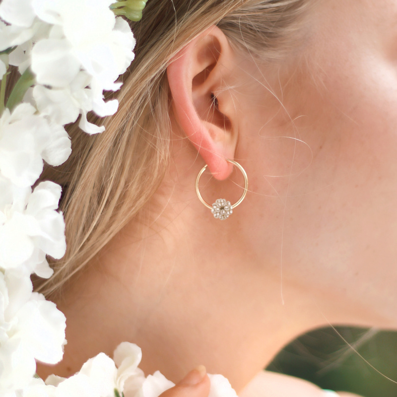 6月生日石-珍珠美國14K包金耳環