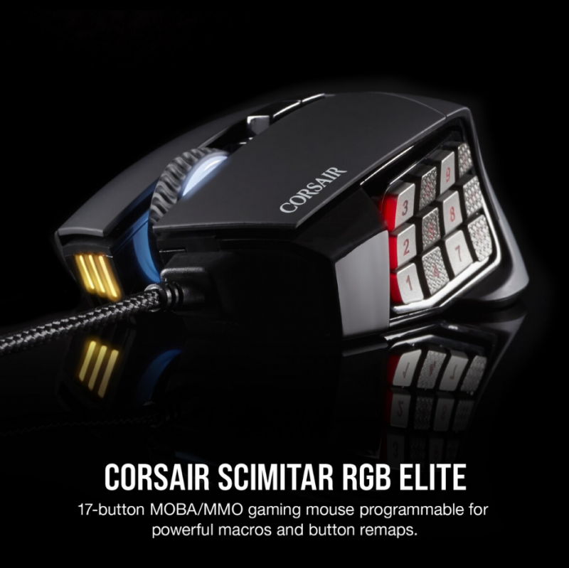 Corsair SCIMITAR RGB ELITE Optical MOBA/MMO Gaming Mouse 送 MM100 遊戲滑鼠墊