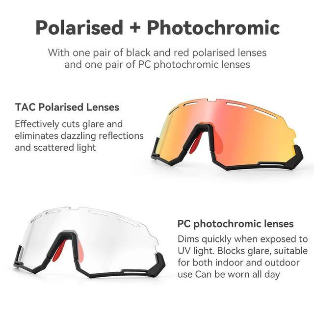 Rockbros 單車眼鏡 戶外運動防晒鏡 變色鏡/偏光鏡 可換