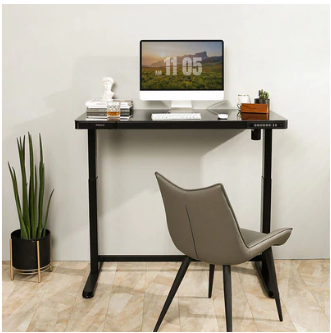 W-KT118W-BB 多合一站立式工作桌 (黑木桌面+黑色框架) 升降枱 黑色木桌面