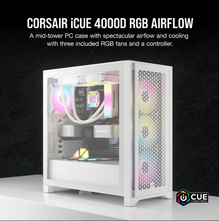 CORSAIR iCUE 4000D RGB AIRFLOW 中型強化玻璃機箱 ( ATX ) ( BLACK / WHITE )