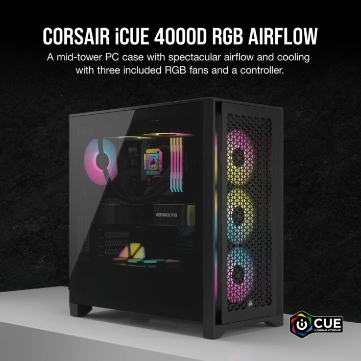 CORSAIR iCUE 4000D RGB AIRFLOW 中型強化玻璃機箱 ( ATX ) ( BLACK / WHITE )