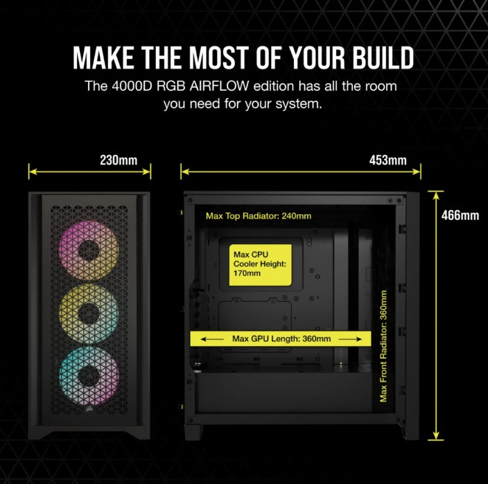 CORSAIR iCUE 4000D RGB AIRFLOW 中型強化玻璃機箱 ( ATX ) ( BLACK / WHITE )
