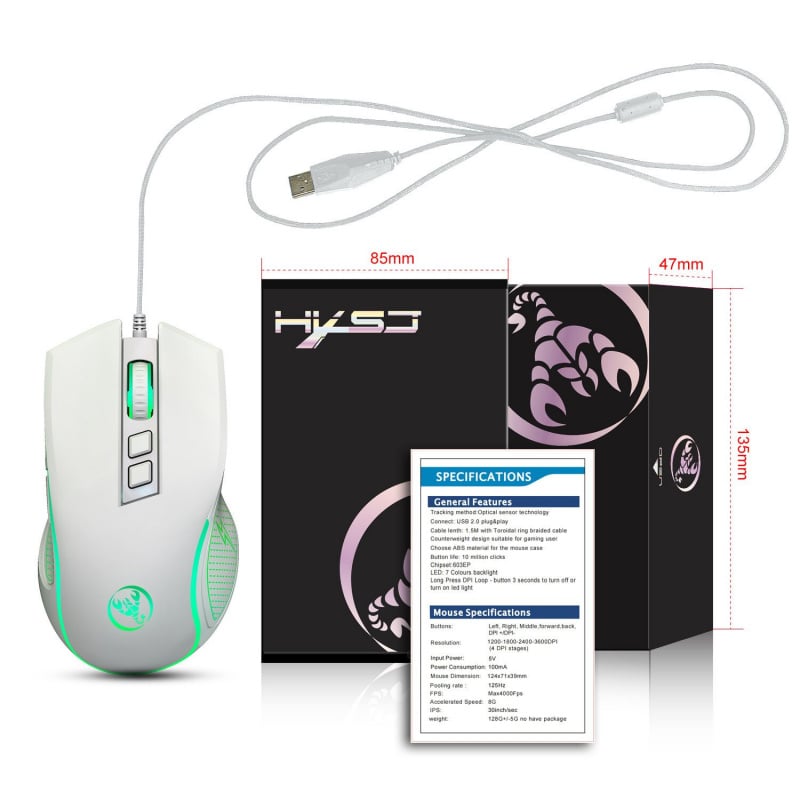 HXSJ X100 RGB 有線電競滑鼠