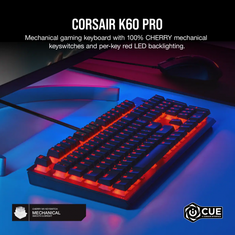 Corsair K60 Pro Red LED Mechanical Gaming Keyboard (CH-910D029-NA)