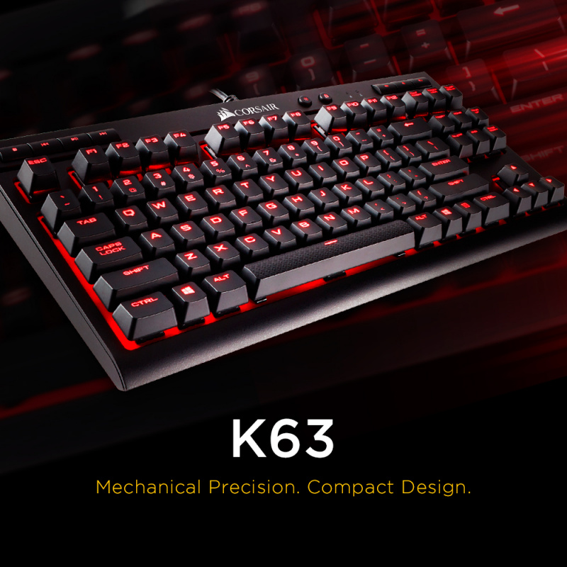 Corsair K63 Red LED Compact Mechanical Gaming Keyboard - Cherry MX Red (CH-9115020-NA)