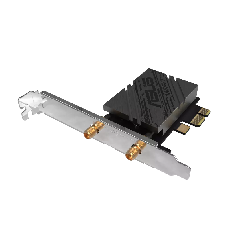 ASUS PCE-BE92BT BE9400 WiFi 7 PCI-E Adapter with 2 external antennas and magnetized base ASUS PCE-BE92BT BE9400 WiFi 7 PCI-E Adapter with 2 external antennas and magnetized base