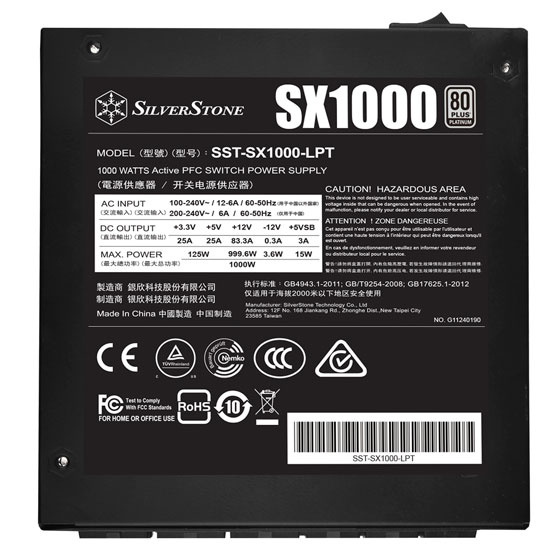 SilverStone SX1000 Platinum 80 PLUS白金牌認證1000W SFX-L全模組電源 SilverStone SX1000 Platinum 80 PLUS白金牌認證1000W SFX-L全模組電源