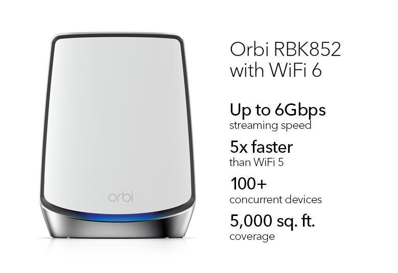 Netgear【RBK852 AX6000】Orbi Mesh WiFi 6 Tri-Band 路由器 (2件裝)