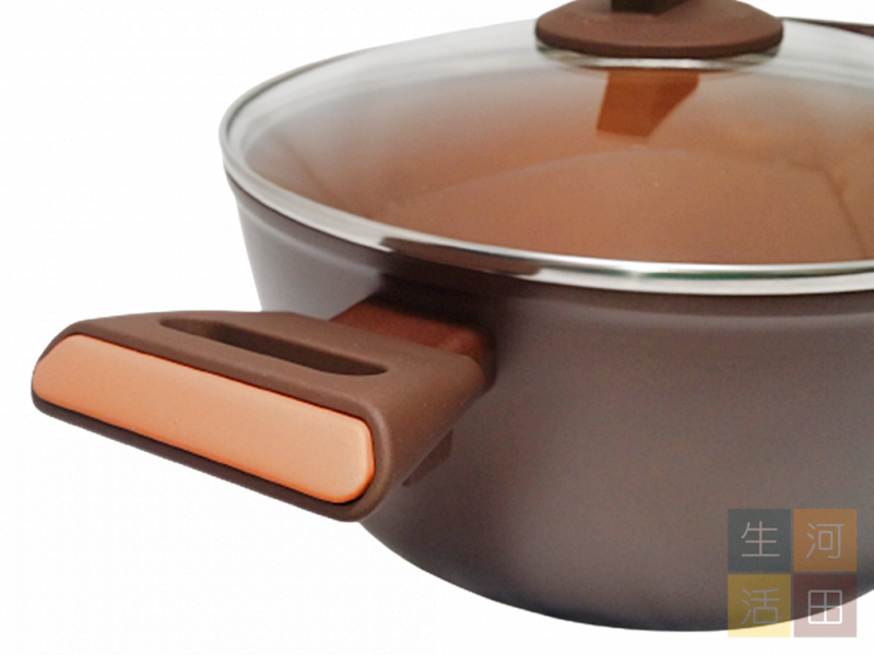 AMERCOOK 24cm 銅色雙耳不粘湯鍋|湯煲|砂鍋|燉鍋|煎鍋|悶燒煮肉鍋|電磁燉鍋|多功能鋁煎鍋|烹飪鍋|帶蓋|適用於電磁爐、燃氣灶