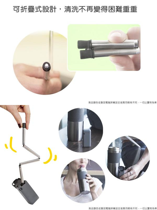 折疊式不鏽鋼吸管 附送一個收納盒，外出攜帶更方便