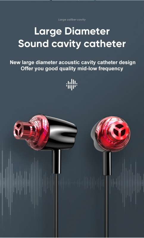 Joyroom JR-EL114 3.5 JACK入耳式線控耳機 (黑紅色)