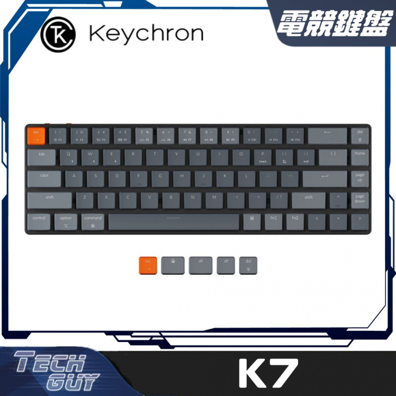 Keychron【K7】Ultra-slim 65% 白光無線機械鍵盤 (紅/青/茶)
