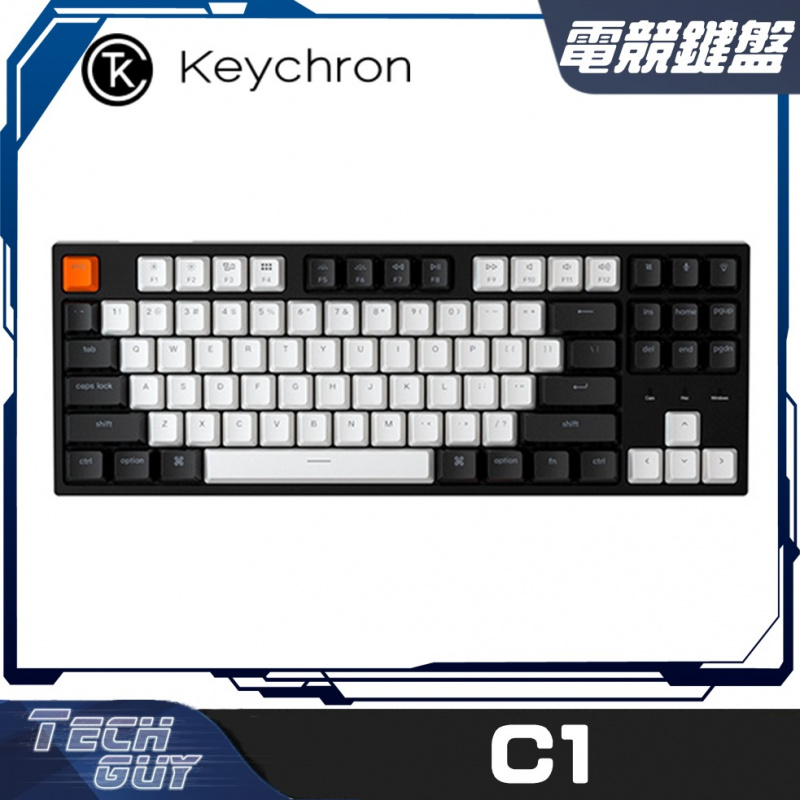 Keychron【C1】Hot-swappable RGB 80% 有線機械鍵盤 (青/茶)