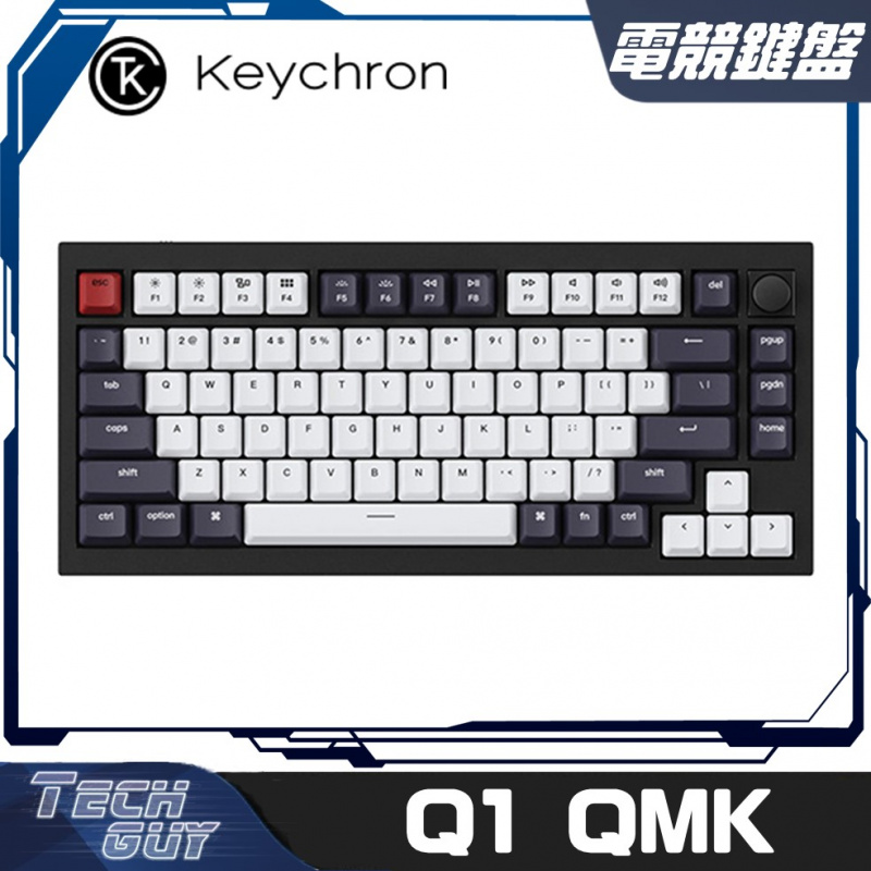Keychron【Q1 QMK】with Knob旋鈕 Fully Assembled Carbon Black (Gateron G Pro Switch) 有線機械鍵盤 (紅/青/茶)