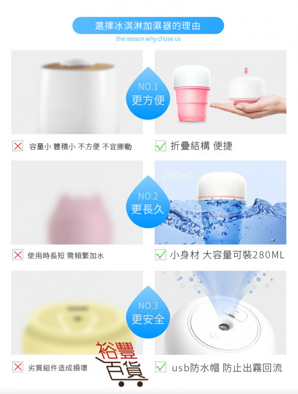 硅膠摺疊式加濕器[3色]