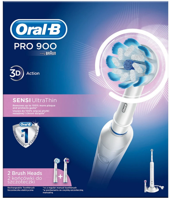 Oral-B Pro 900 Sensi Ultrathin 送 2支原廠刷頭+牙刷頭支架