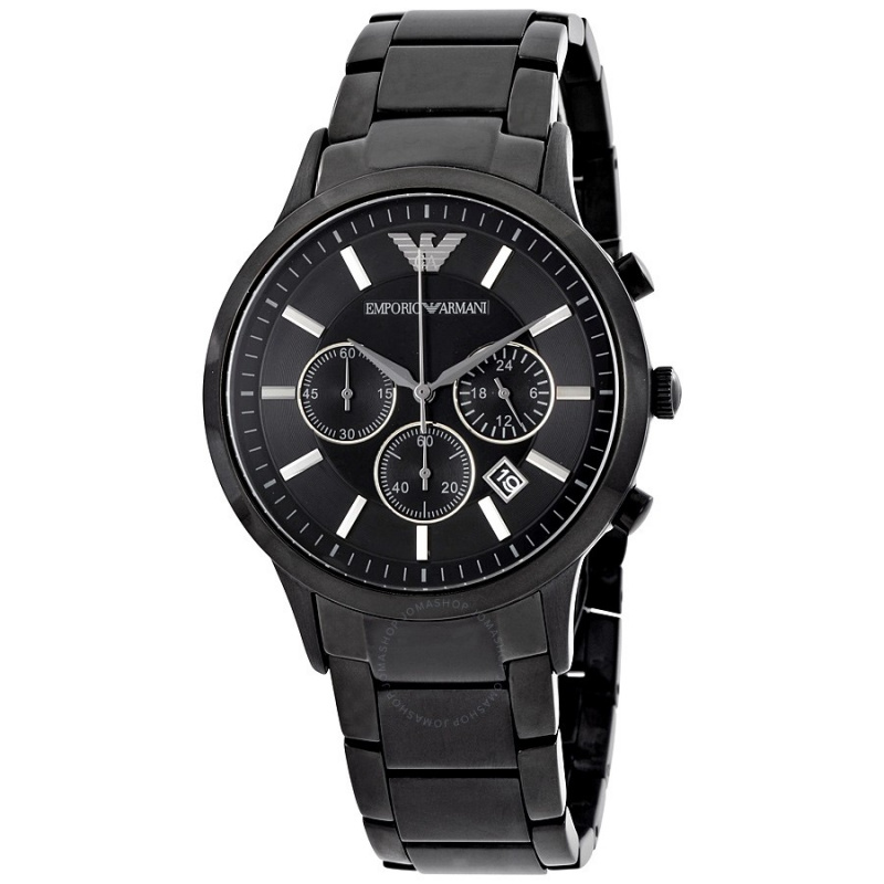 【EMPORIO ARMANI】黑色不銹鋼男士石英手錶 AR2453