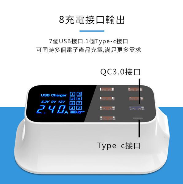 日本TSK QC3.0快充+Type-c智能多口充電器