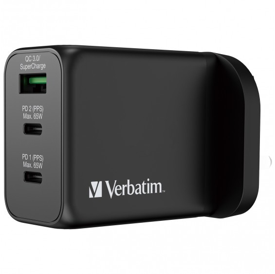 Verbatim - 3 Port 65W PD & QC 3.0 GaN Charger 充電器 #:66716
