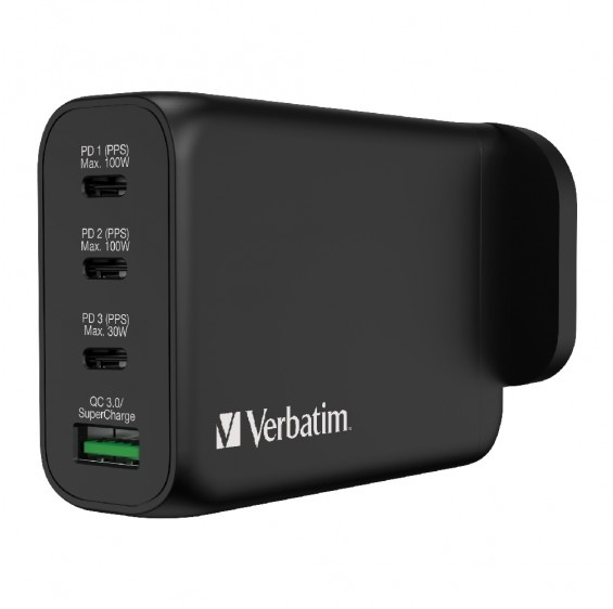 Verbatim - 4 Port 130W PD & QC 3.0 GaN Charger 充電器 #:66634