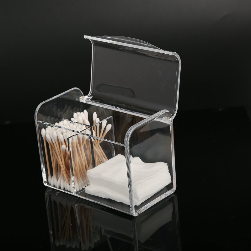 水晶翻蓋亞克力收納盒 - 適用於: 棉花棒 化妝棉  化妝品 唇膏 Cosmetic Organizer