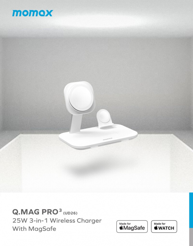 Momax Q.Mag Pro 3 三合一MagSafe無線充電座 UD26