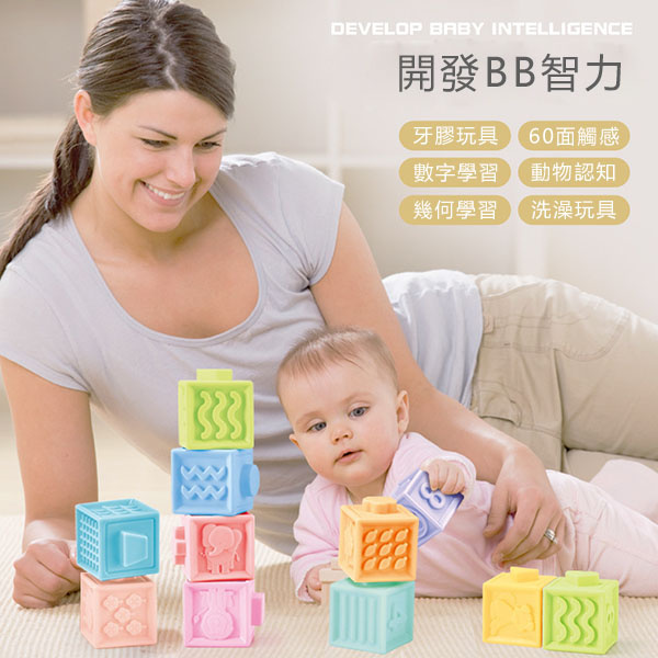 TSK 嬰兒寶寶認知3D浮雕軟膠積木