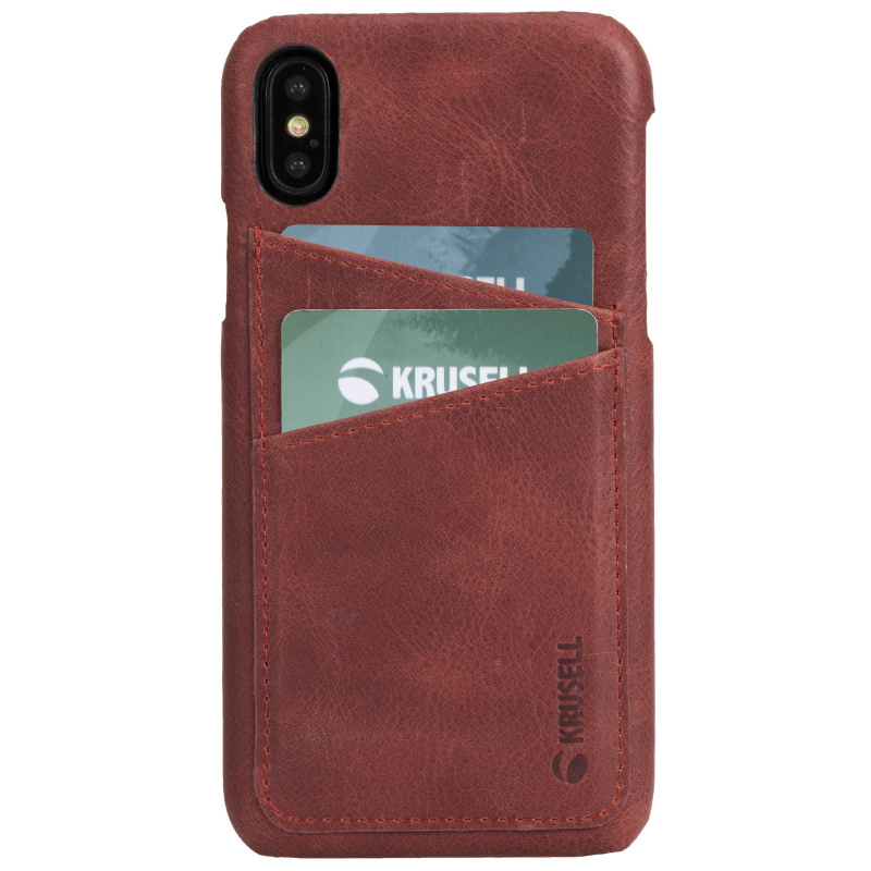 Krusell Sunne 2 Card iPhone X/XS 真皮皮套 - 復古紅色(KSE-61442)